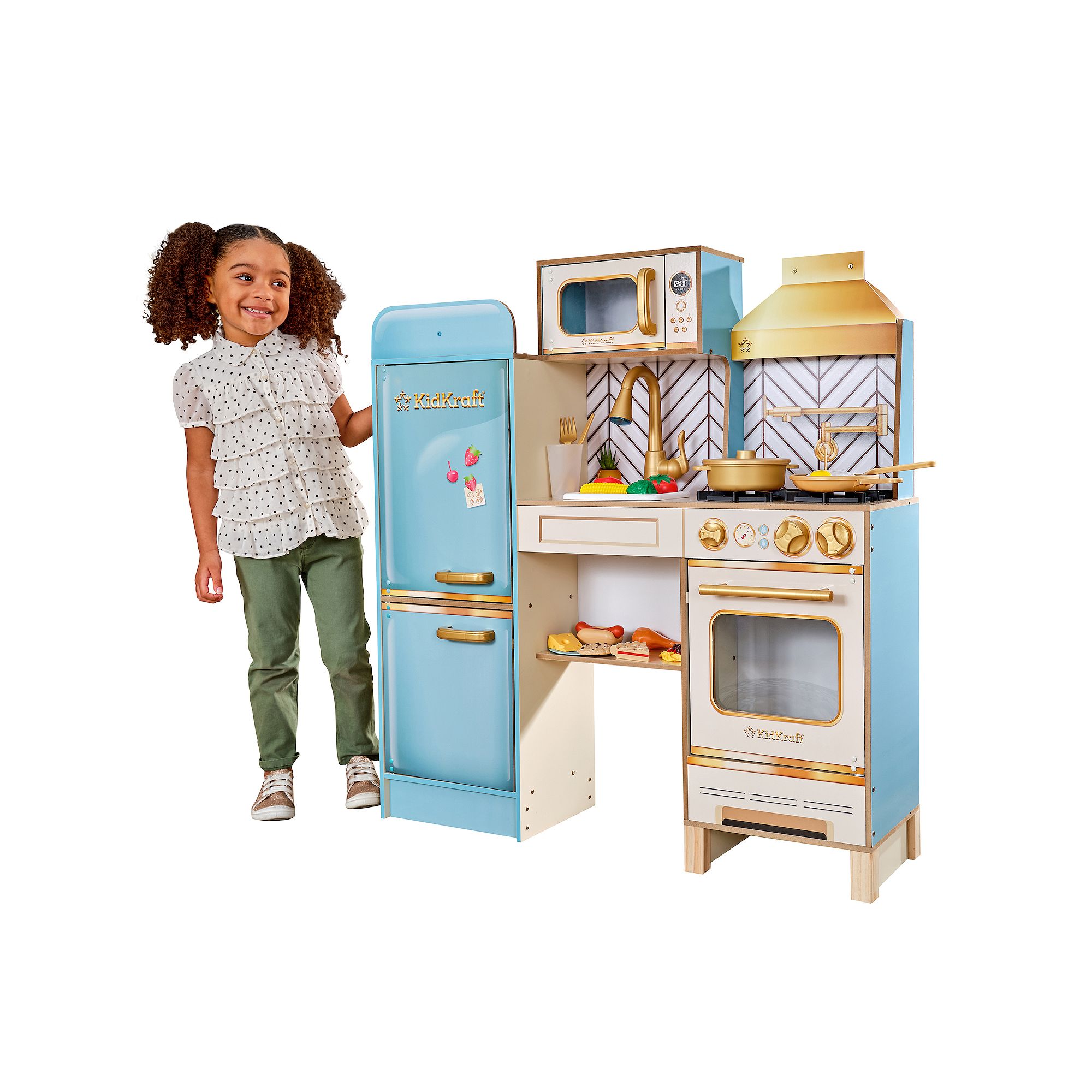 KidKraft Retro Cool Wooden Kitchen Play Set, Multi