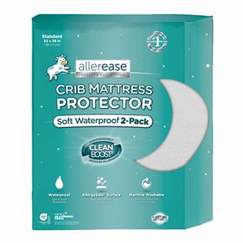 AllerEase CleanBoost Soft Waterproof Crib Mattress Protector 2-Pack