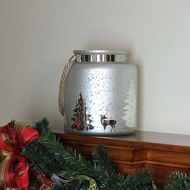 Northlight 9.5-in. Gray & Silver Tree Silhouette Christmas Pillar Candle Holder Table Decor