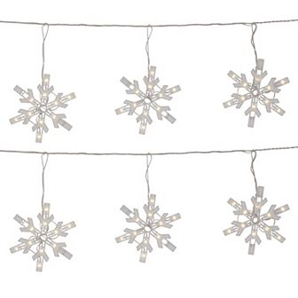 Northlight 100 Clear Twinkling Snowflake Icicle Christmas Lights - 8.6 ft. with White Wire