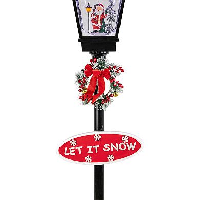 Northlight Outdoor LED Musical Snowing Santa Christmas Street Lamp
