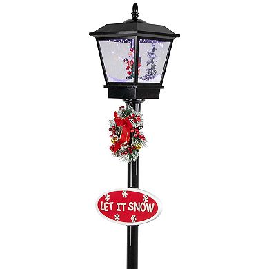 Northlight Outdoor LED Musical Snowing Santa Christmas Street Lamp