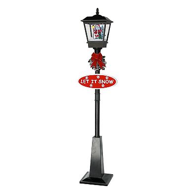 Northlight Outdoor LED Musical Snowing Santa Christmas Street Lamp