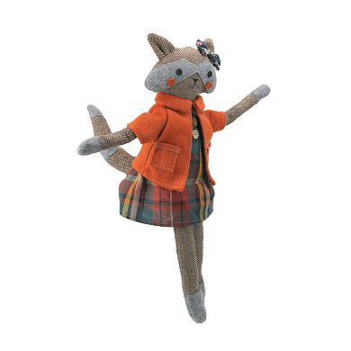 Northlight Brown & Orange Girl Herringbone Design Fox Plush Table Decor
