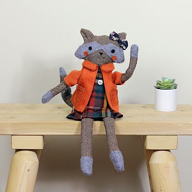 Northlight Brown & Orange Girl Herringbone Design Fox Plush Table Decor