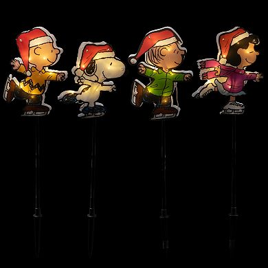 Northlight Set of 4 Pre-Lit Snoopy and Peanuts Ice Skating Christmas Pathway Markers - Clear Lights
