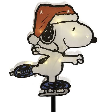 Northlight Set of 4 Pre-Lit Snoopy and Peanuts Ice Skating Christmas Pathway Markers - Clear Lights
