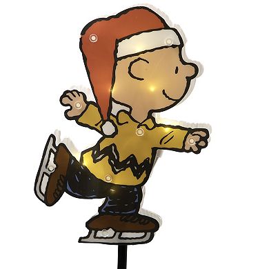 Northlight Set of 4 Pre-Lit Snoopy and Peanuts Ice Skating Christmas Pathway Markers - Clear Lights