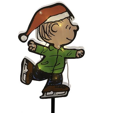 Northlight Set of 4 Pre-Lit Snoopy and Peanuts Ice Skating Christmas Pathway Markers - Clear Lights