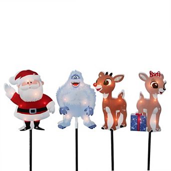 Northlight 4 pc Indoor / Outdoor Pre-Lit Rudolph & Friends Christmas Pathway Markers Set