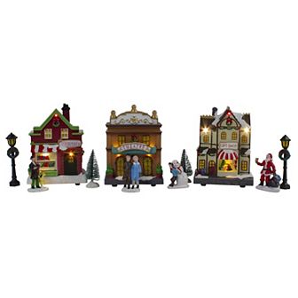 Northlight 11 pc LED Lit Theater and Shops Christmas Village Display Set