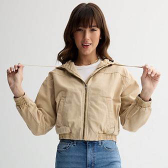 Juniors' SO® Canvas Hooded Jacket