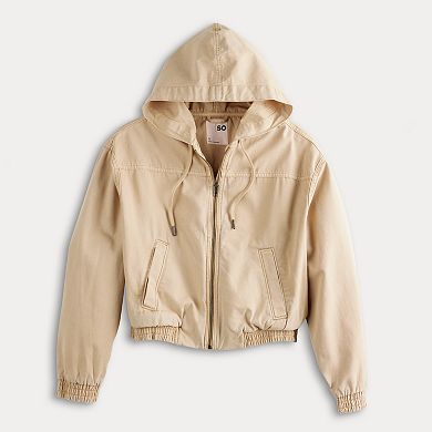 Juniors' SO® Canvas Hooded Jacket