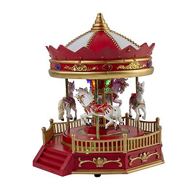 Northlight LED Lit Animated and Musical Carousel Christmas Village Display - 9.25"