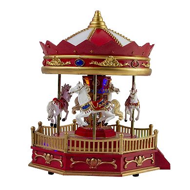 Northlight LED Lit Animated and Musical Carousel Christmas Village Display - 9.25"