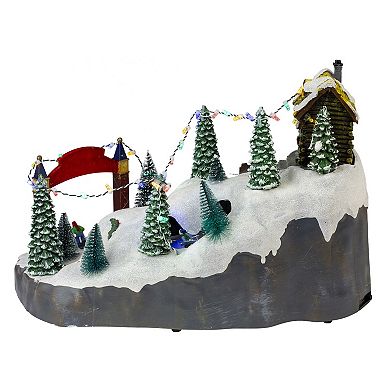 Northlight 15" LED Lit Winter Skiing Scene Animated Christmas Village Display