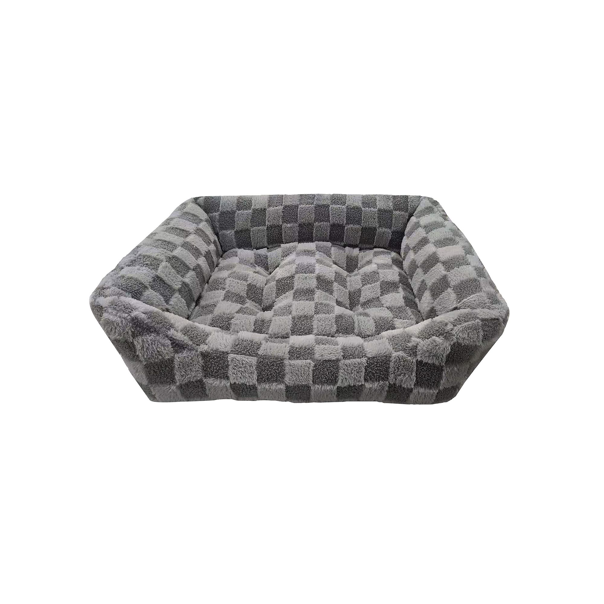 Precious Tails Reserve Checkered Cuddler Pet Bed, Gray
