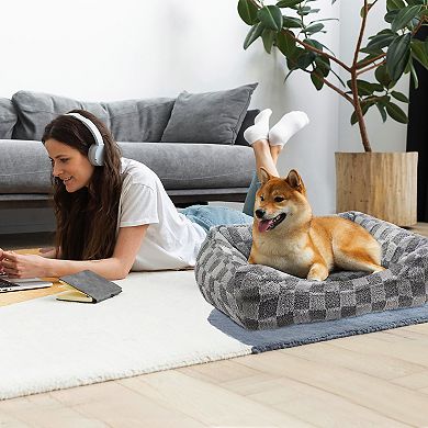 Precious Tails Reserve Checkered Cuddler Pet Bed