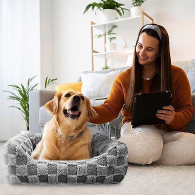 Precious Tails Reserve Checkered Cuddler Pet Bed
