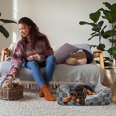 Precious Tails Reserve Checkered Cuddler Pet Bed