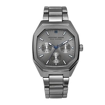 Geoffrey Beene Men's 41 mm Sapphire Accent Gunmetal Bracelet Watch