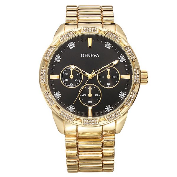 Geneve ゴールド ポケットウォッチ クォーツ Geneva Men's Gold Tone Crystal Bracelet Watch