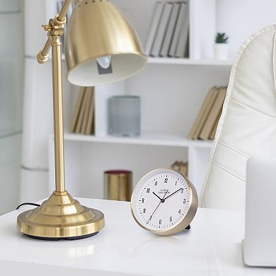 La Crosse Technology 6-in. Wells Brass-Finish Metal Quartz Table-Top or Wall Mounted Clock
