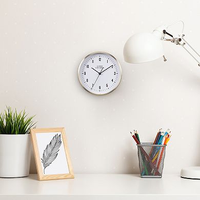 La Crosse Technology 6-in. Wells Brass-Finish Metal Quartz Table-Top or Wall Mounted Clock