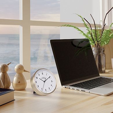 La Crosse Technology 6-in. Wells Brass-Finish Metal Quartz Table-Top or Wall Mounted Clock