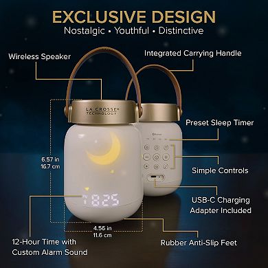La Crosse Technology Firefly Lantern Sound Machine Alarm Clock & Bluetooth Speaker