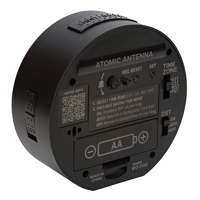 La Crosse Technology Black Atomic Analog Alarm Clock