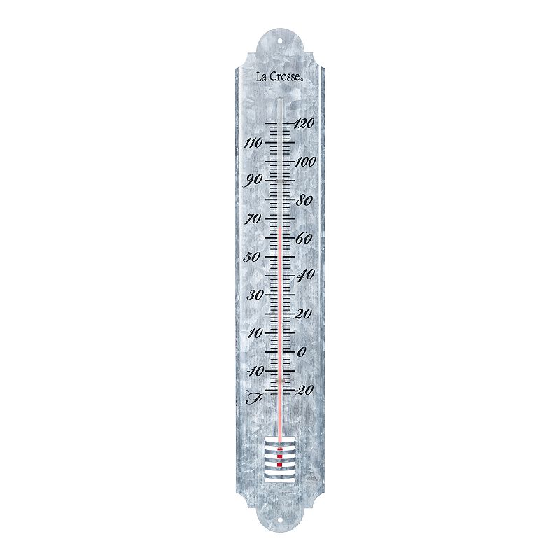 La Crosse Technology 19.5-in. Galvanized Metal Vertical Thermometer, Gray