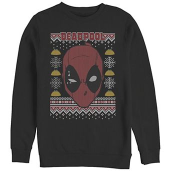 Big & Tall Marvel Deadpool Christmas Sweater Print Graphic Fleece