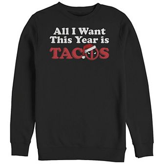 Big & Tall Marvel Deadpool All I Want This Year Is Tacos Icon Graphic Fleece