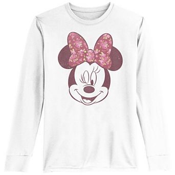 Disney's Minnie Mouse Floral Print Bow Girls 7-16 Long Sleeve Graphic Tee