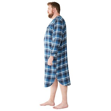 KingSize Men's Big & Tall Plaid Flannel Nightshirt