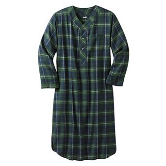 KingSize Men's Big & Tall Plaid Flannel Nightshirt