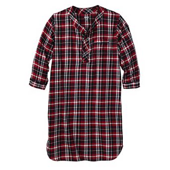 KingSize Men's Big & Tall Plaid Flannel Nightshirt