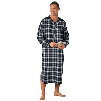 KingSize Men's Big & Tall Plaid Flannel Nightshirt