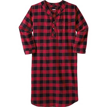 KingSize Men's Big & Tall Plaid Flannel Nightshirt