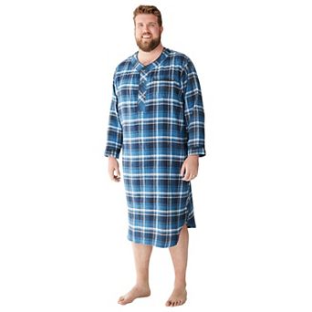 KingSize Men's Big & Tall Plaid Flannel Nightshirt
