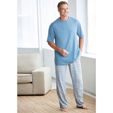 KingSize Men's Big & Tall Jersey Knit Plaid Pajama Set