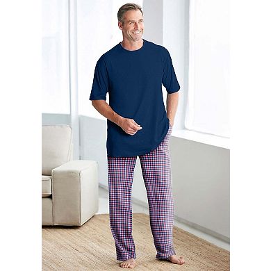 Kingsize Men's Big & Tall Jersey Knit Plaid Pajama Set