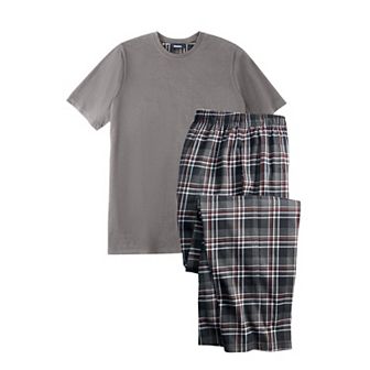 KingSize Men's Big & Tall Jersey Knit Plaid Pajama Set