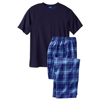 KingSize Men's Big & Tall Jersey Knit Plaid Pajama Set