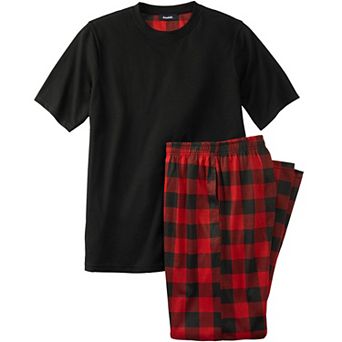 KingSize Men's Big & Tall Jersey Knit Plaid Pajama Set