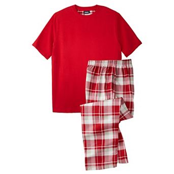 KingSize Men's Big & Tall Jersey Knit Plaid Pajama Set