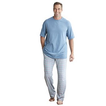 KingSize Men's Big & Tall Jersey Knit Plaid Pajama Set