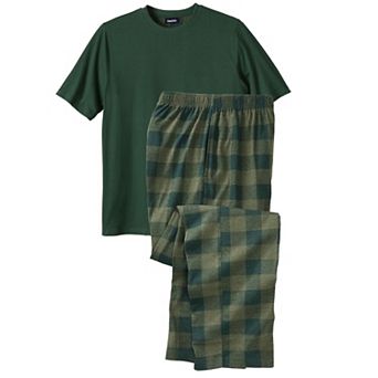 KingSize Men's Big & Tall Jersey Knit Plaid Pajama Set