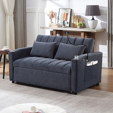 Merax Convertible Sofa Bed Loveseat Sofa With Three Usb Ports